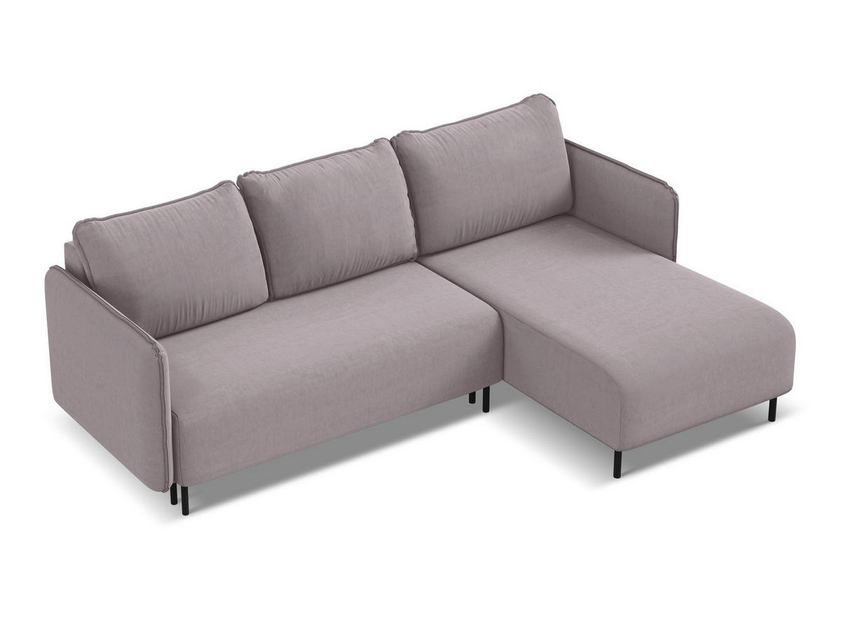 ECKSOFA mit Schlaffunktion Samt Stoff Violett - Lila/Flieder, Holz/Textil (236/162cm) - Makamii