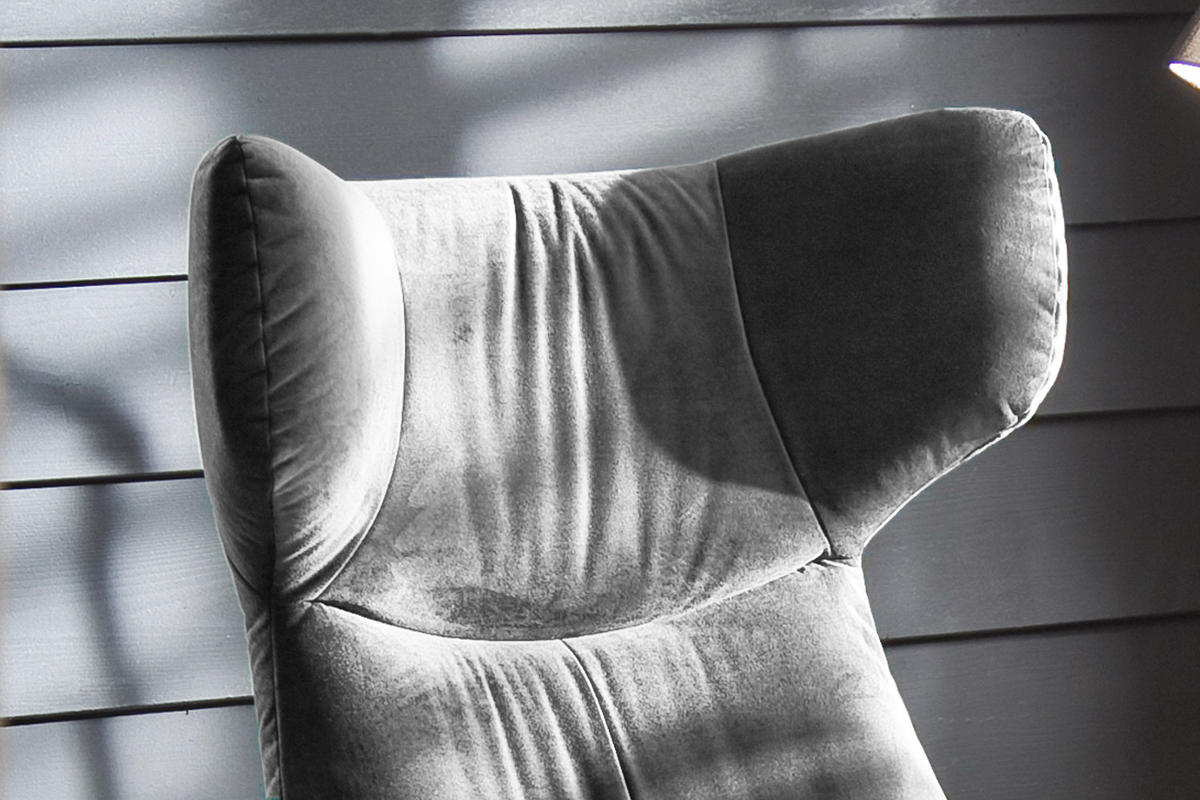 SESSEL MIT HOCKER LOTTE Silber Velvet - Silberfarben/Schwarz, Textil (79/117/82cm) - KAWOLA