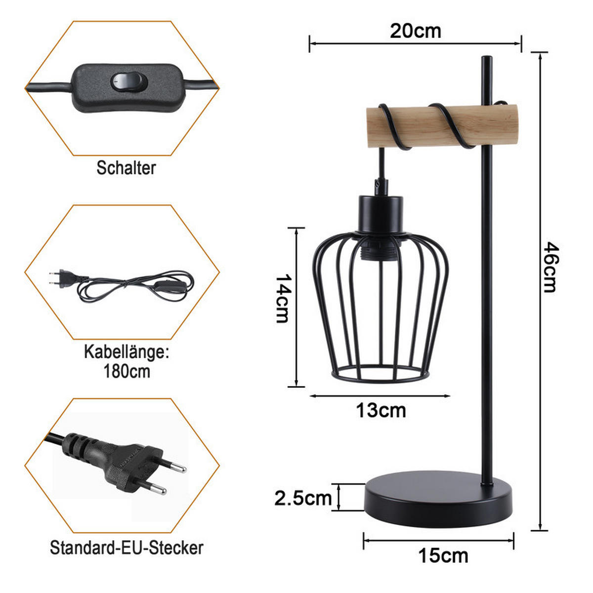 TISCHLEUCHTE BUCH Ⅲ 46/20/15 cm - Braun, Metall (46/20/15cm) - Nettlife