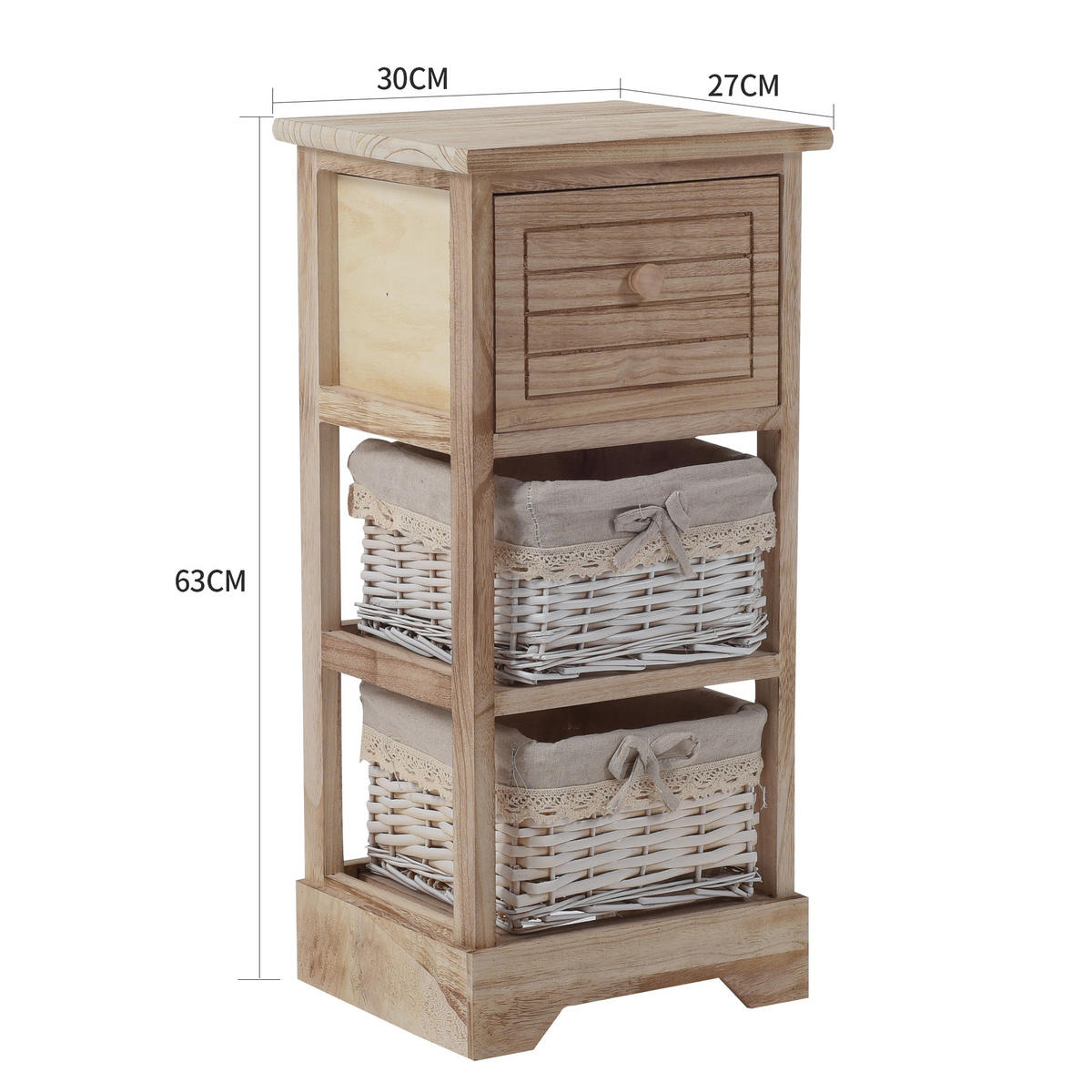 NACHTTISCH Braun 27/30/63 cm - Braun, Holz (27/63/30cm) - Mobili Rebecca