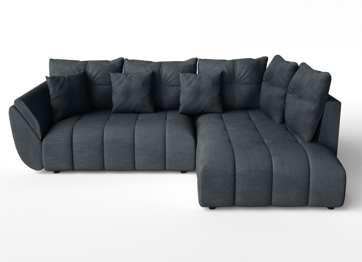 ECKSOFA L Form Kayseri Grau 266/190/86 cm – mit Bettkasten - Schwarz/Grau, Kunststoff/Textil (266/190cm) - AX Living