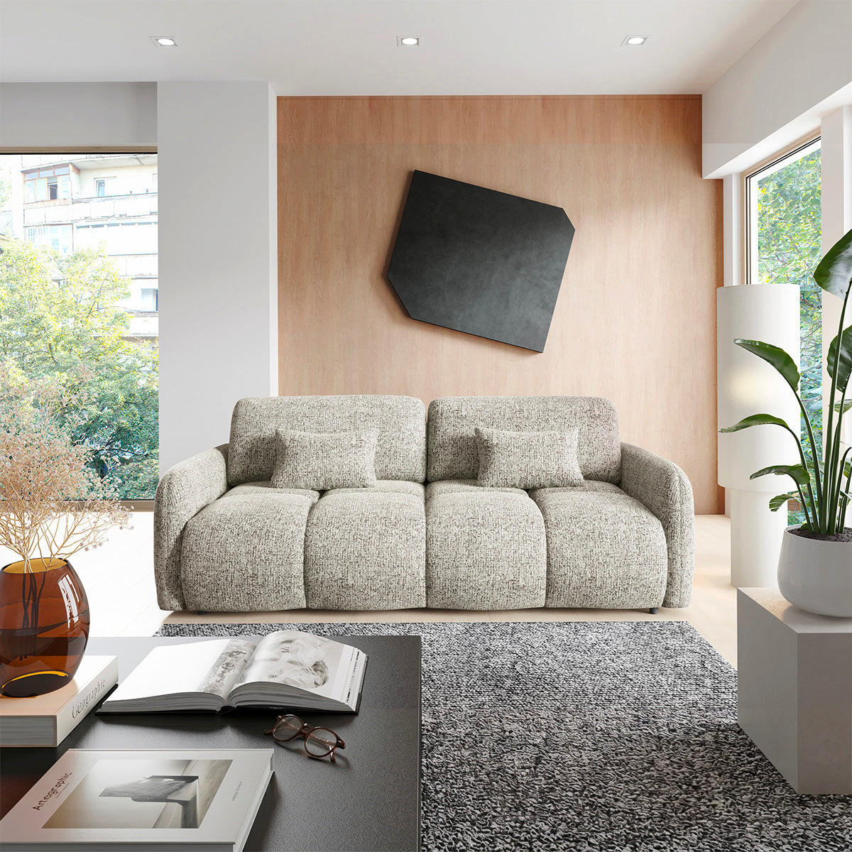 SOFA Vittoria 3 Sitzplätze Grau meliert - Grau, Holz (236/95/121cm) - Petits-meubles