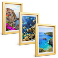 BILDER SET 3er Set - 20x30 cm Goldrahmen - Meerblick, farbenfrohe Häuser - Goldfarben, Kunststoff (20/30cm) - TULUP