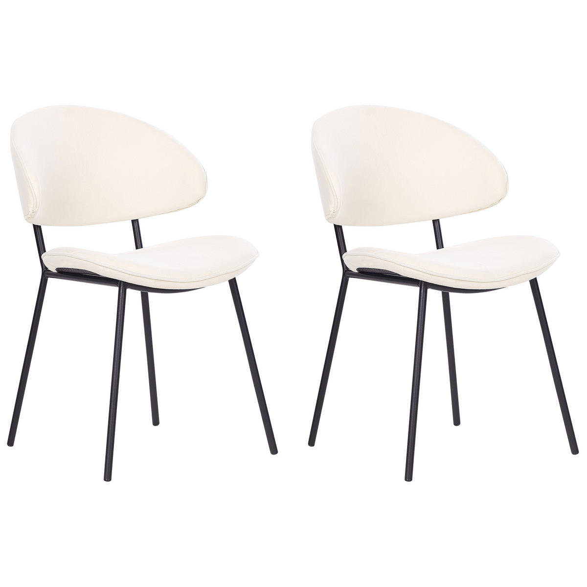 ESSZIMMERSTUHL 2er-Set Polsterbezug Beige Kiana - Beige, Textil/Metall (50/81/59cm) - Beliani