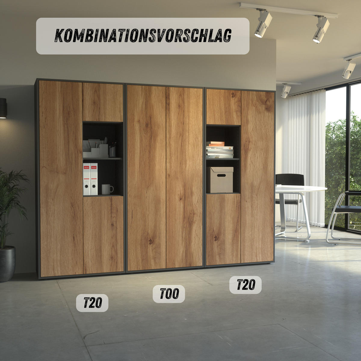 AKTENSCHRANK Amira T20 Eiche Wotan 180/80/40 cm - Eiche Wotan, Holzwerkstoff (80/180/40cm) - SIMPLYFURN