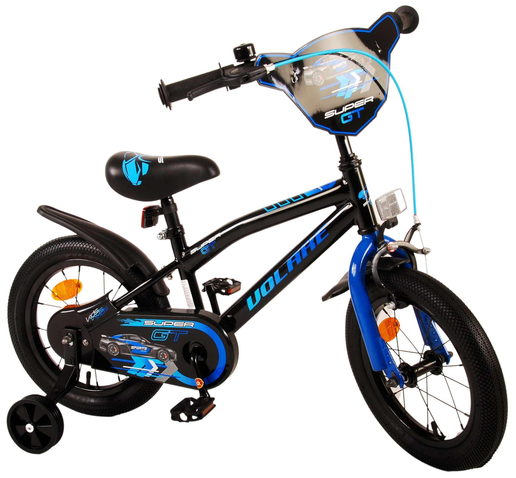 KINDERFAHRRAD Super GT - Jungen - 14 Zoll - Rücktritt + Handbremse - Blau - Blau/Schwarz, Metall (45cm) - TPFSports