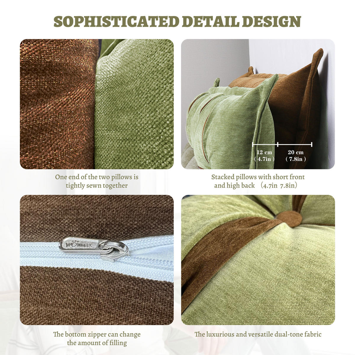 RÜCKENKISSEN Dekokissen Doppelschicht - Grün, Textil (32/200/48cm) - Vercart