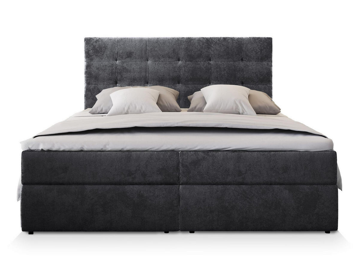 POSTEL BOXSPRING GLOS 160x200 cm, s matrací a úložným prostorem, šedá - šedá, kompozitní dřevo/textil (160/200cm) - MASSENO