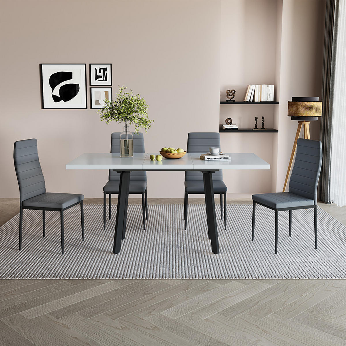 JÍDELNÍ STŮL Tisko Bílá/černá - bílá, kompozitní dřevo (80/160/76cm) - Vicco