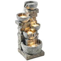SPRINGBRUNNEN DE-10245 5-stufig mit LED Steinoptik - Grau, Kunststoff (36/34/80cm) - ComfortXL