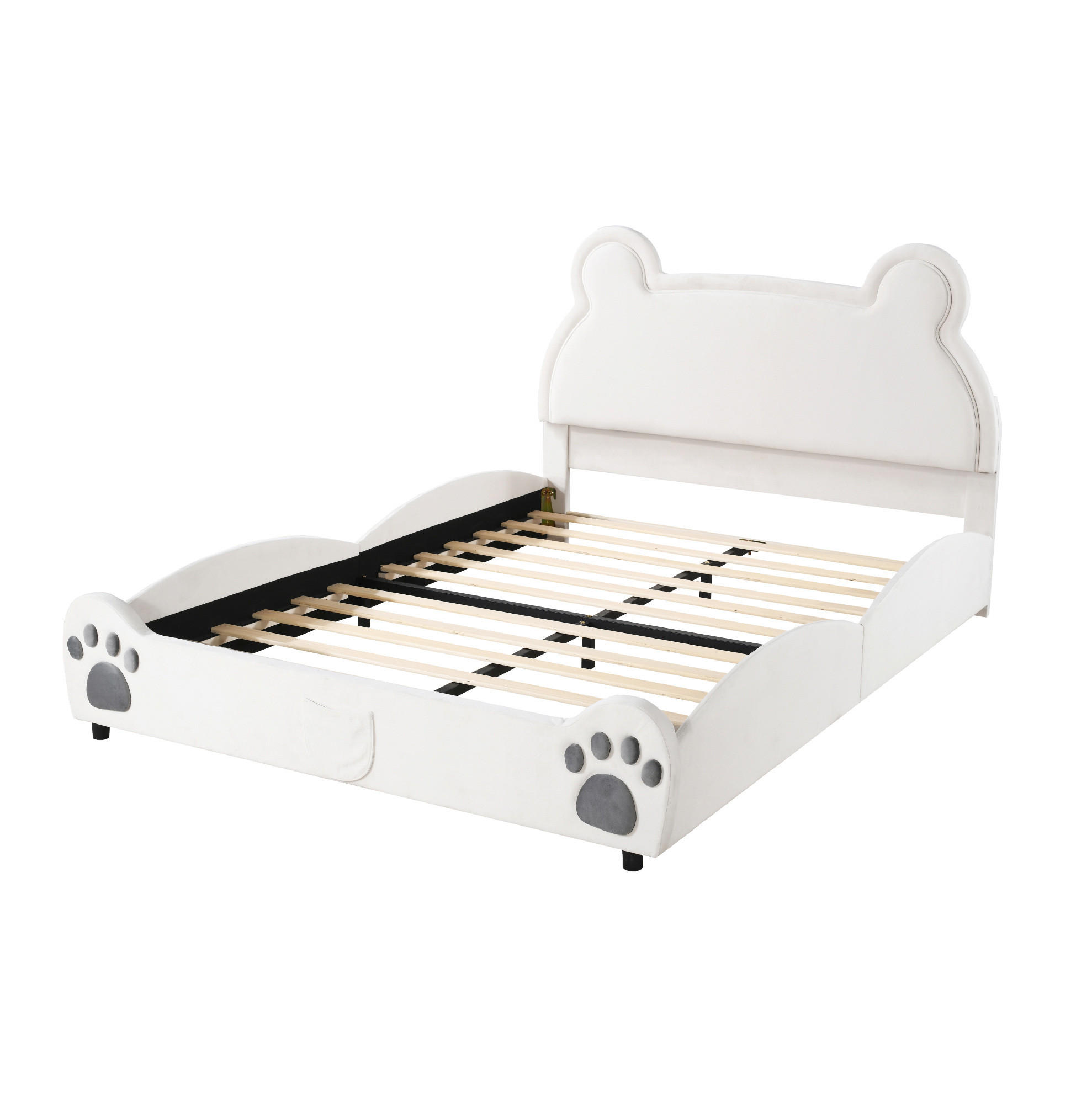 OKWISH DĚTSKÁ postel 140/200 cm bílá z čalounění v designu medvěda