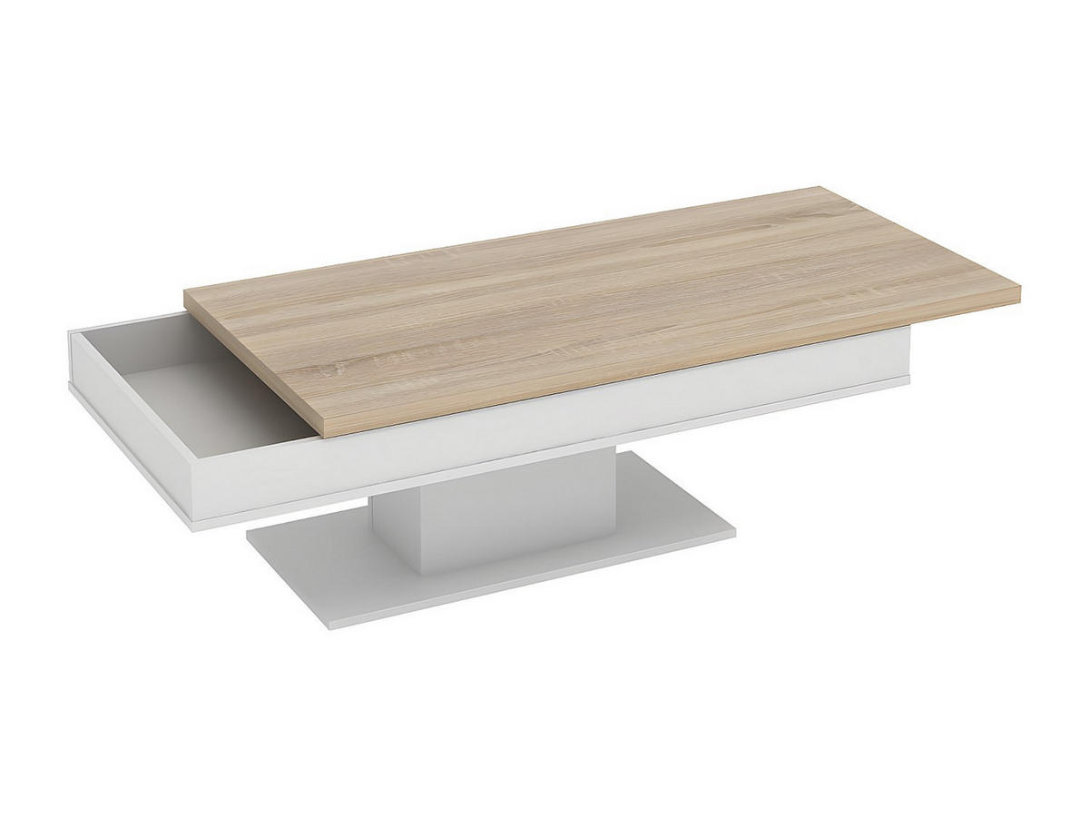 COUCHTISCH mit Stauraum - Eichenholz-Optik - Weiß - ASTULIA - Naturfarben, Holz (59/146/40.2cm) - Vente-Unique