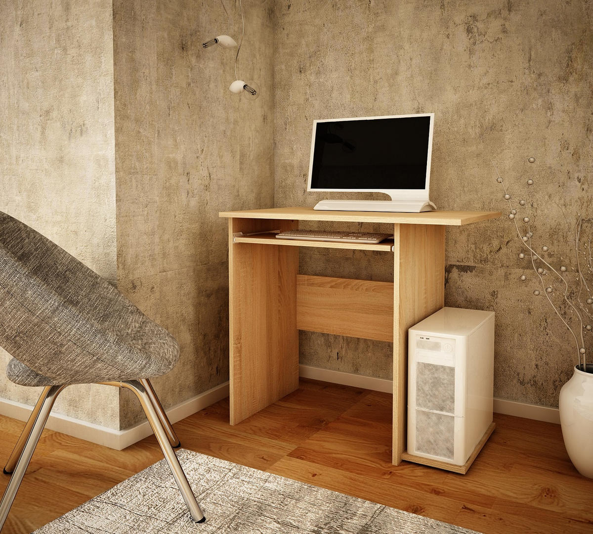 COMPUTERTISCH mit Regalen in Sonoma - Sonoma Eiche, Holz (80/50/74cm) - Home Collective