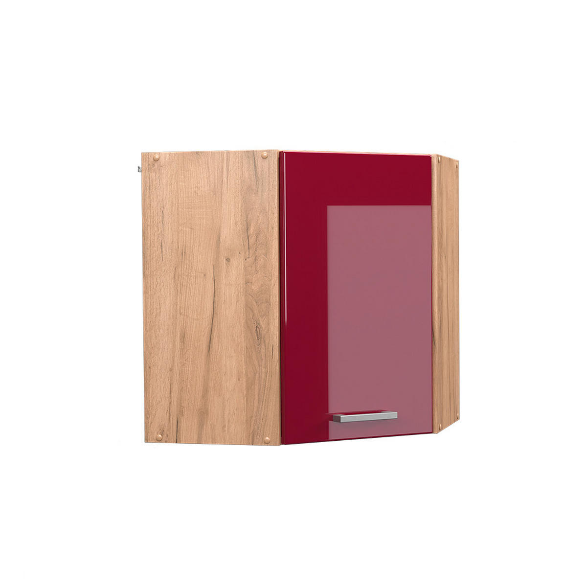 ECKHÄNGESCHRANK R-Line Rot Hochglanz 57 cm - Honigeiche/Eiche Wotan, Holzwerkstoff (57/60/34.1cm) - Vicco