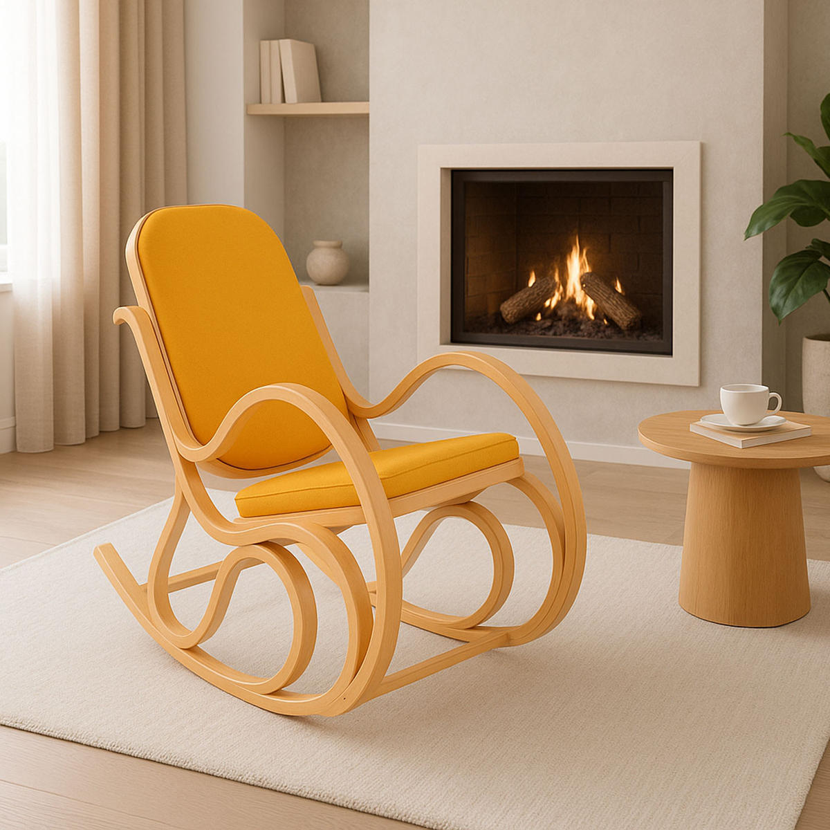 SCHAUKELSTUHL Eiche Dekor, Gelb - Eichefarben/Gelb, Holz (55/90/96cm) - MCW