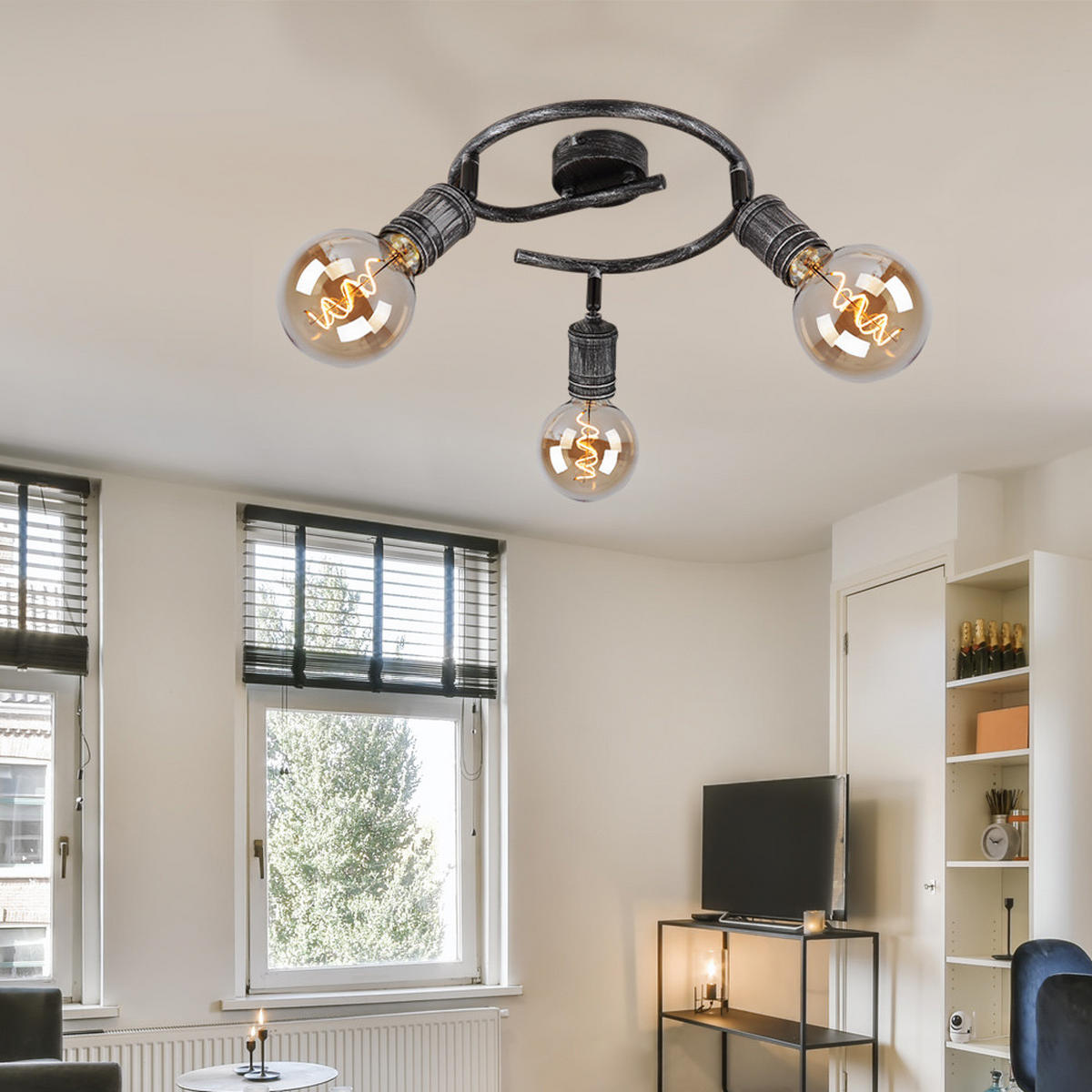 DECKENLEUCHTE Metall Silber mit beweglichen Spots - Silberfarben, Metall (25/25/11cm) - Globo Lighting