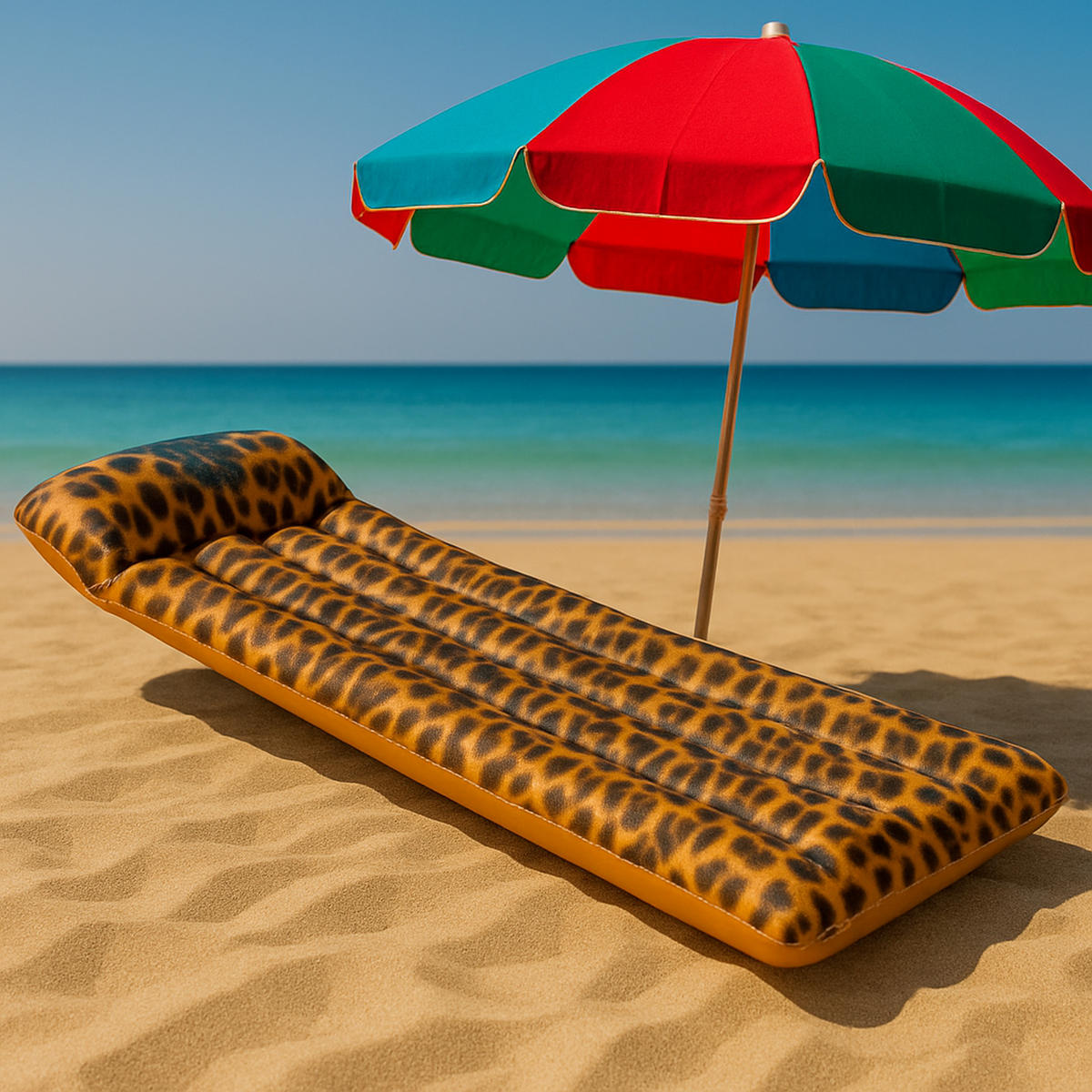 LUFTMATRATZE Leopard 169 x 69 x 25 cm mit 2 Luftkammern im Leo-Print - Multicolor, Kunststoff (169/69/25cm) - Avenli