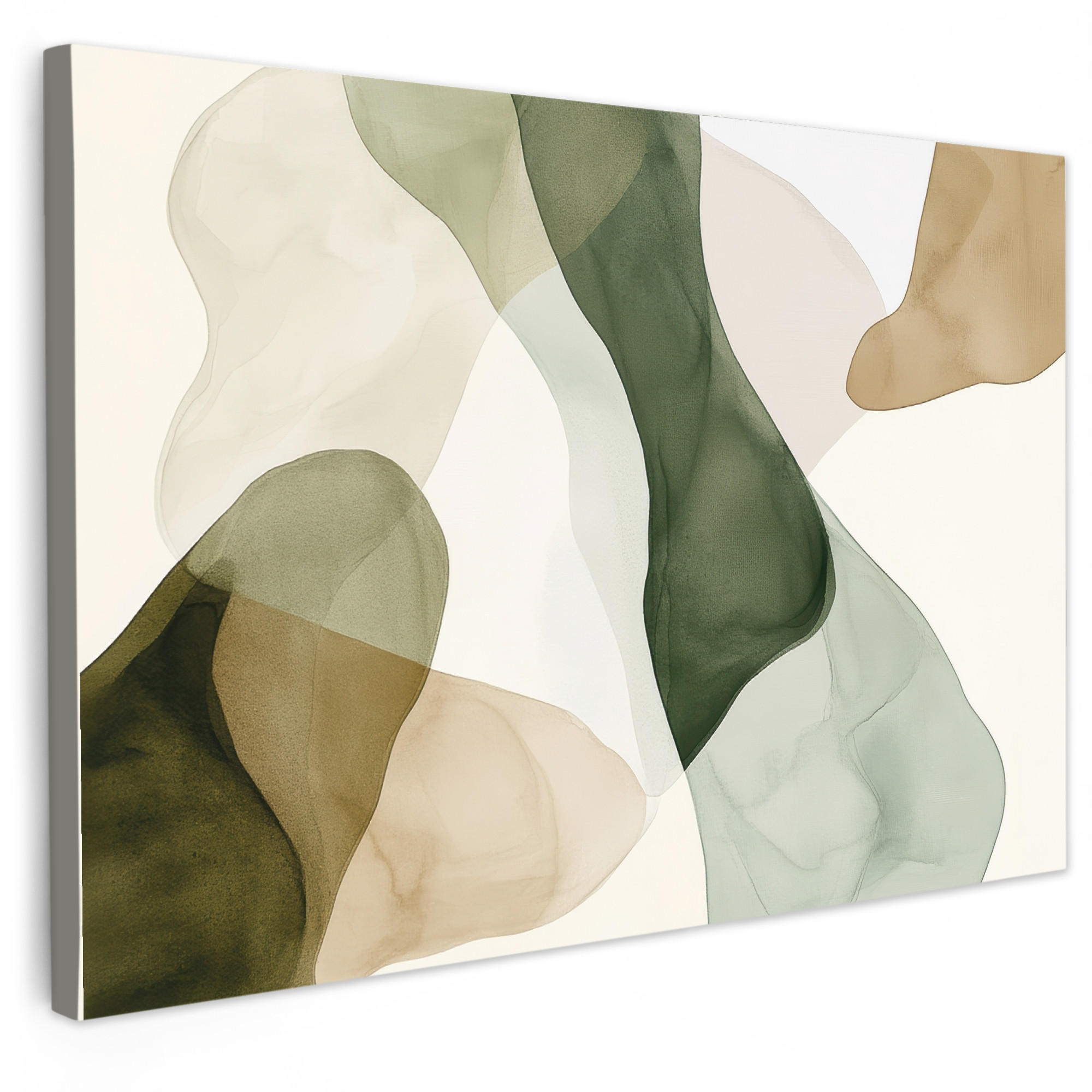 LEINWANDBILD Japandi - Abstrakt - Grün 30x20 cm - Salbeigrün, Textil (30/20cm) - MuchoWow