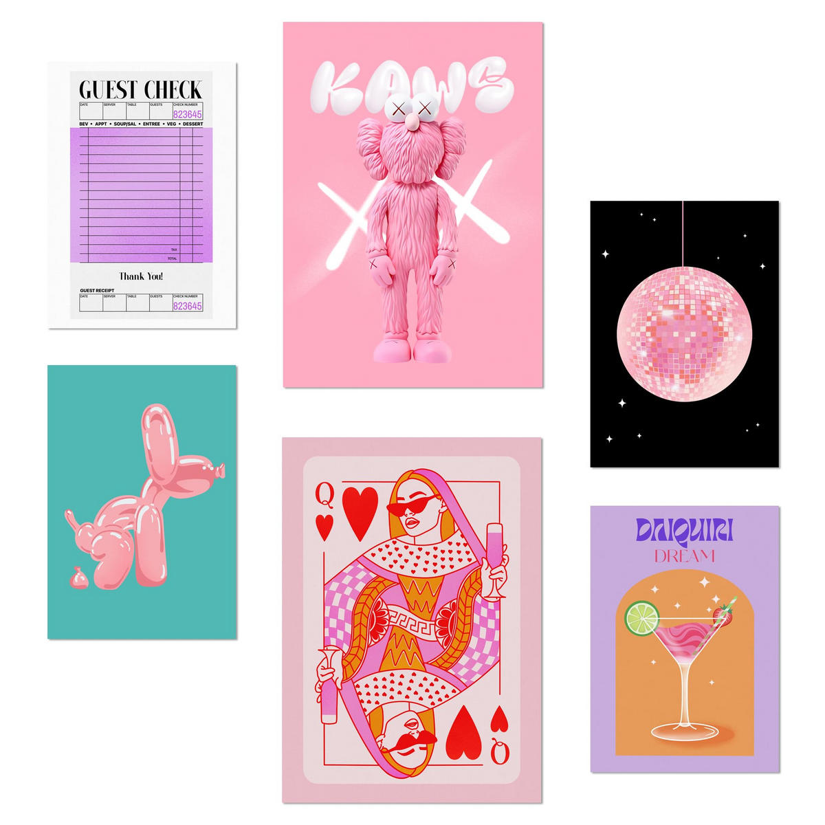 POSTER Set Mit 6 Feminine Moderne KunstIn Rosatönen A3 & A4 Rahmenlos - Klar, Papier (29/3cm) - Nacnic
