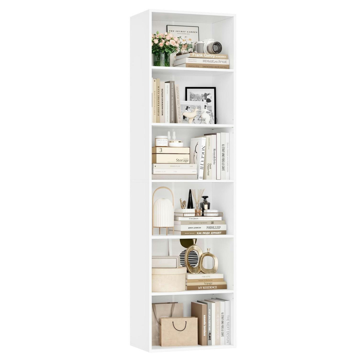 BÜCHERREGAL weiß 6 Fächer 48 x 30 x 190,5 cm - Weiß, Holzwerkstoff (48/190.5/30cm)