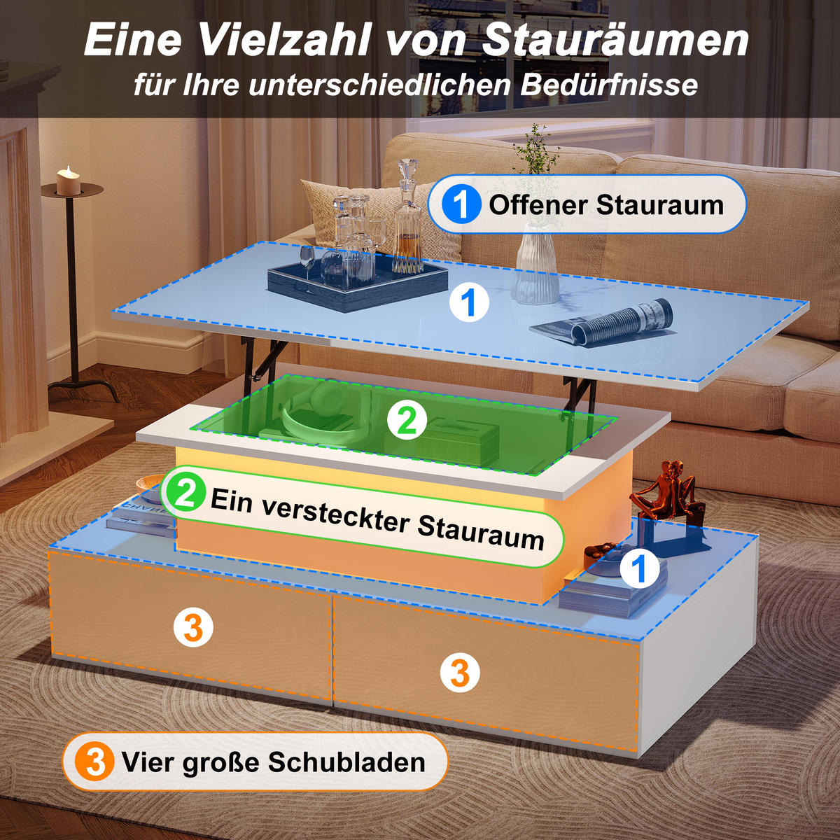 COUCHTISCH Weiß - Weiß, Holzwerkstoff (90/55/41cm)
