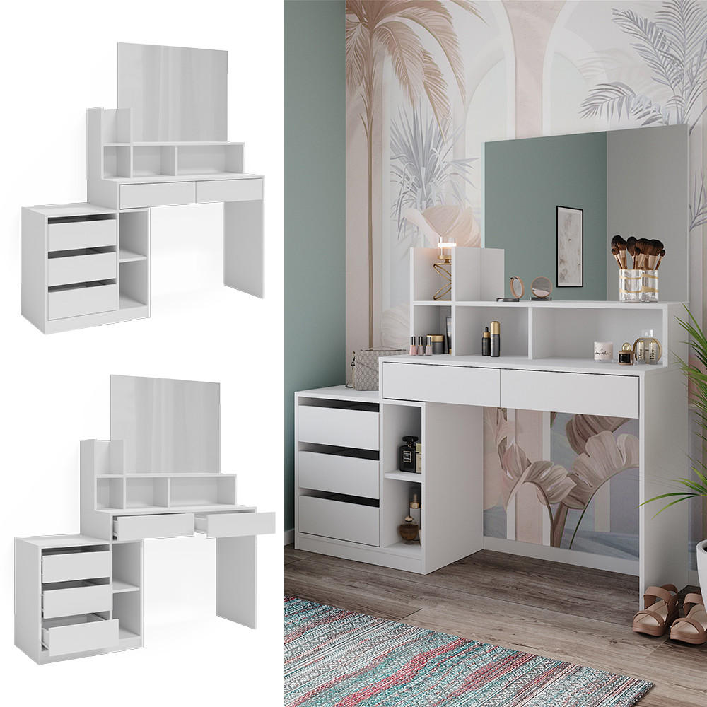SCHMINKTISCH Anja Weiß 139.8 cm - Weiß, Holzwerkstoff (139.8/115/40cm) - Vicco