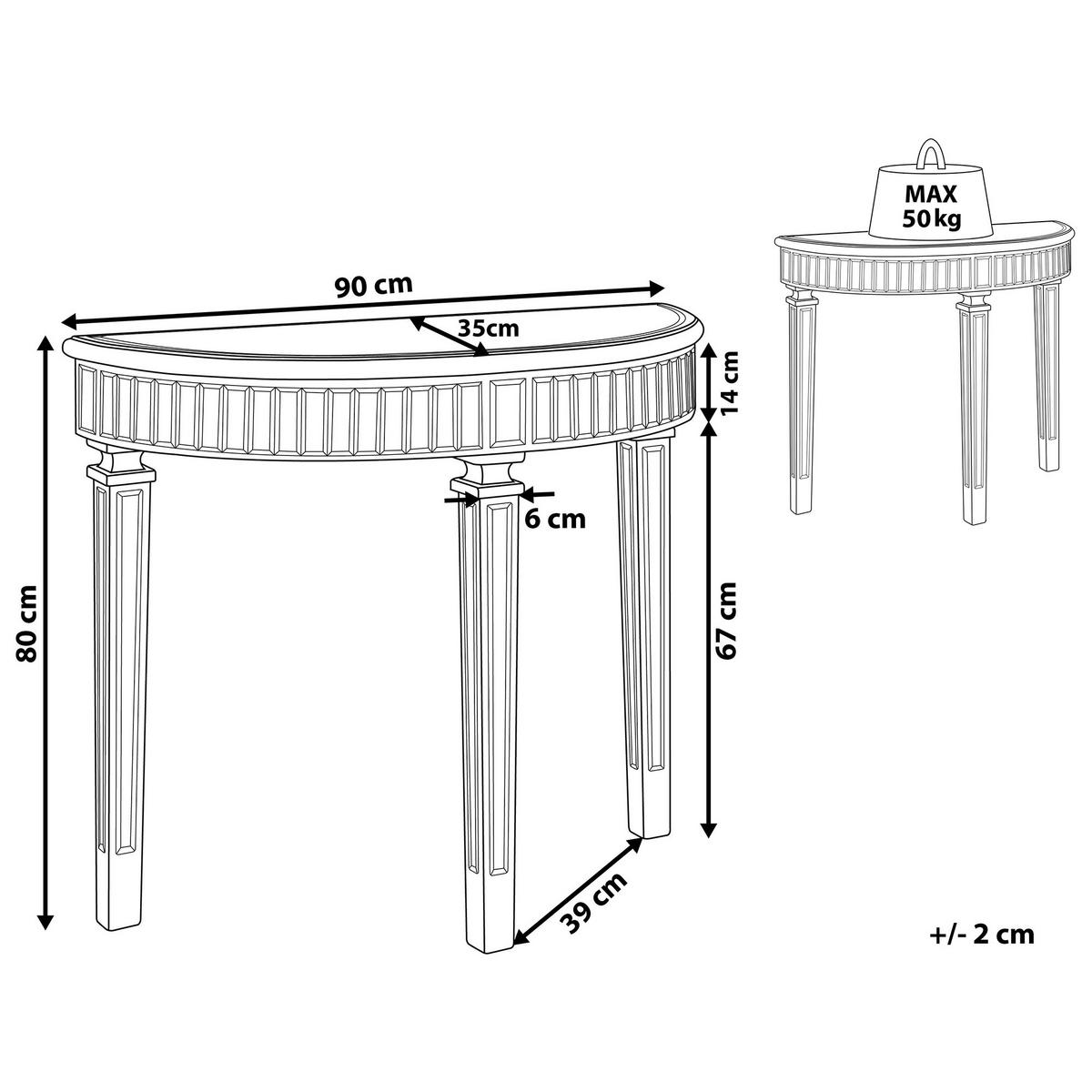 KONSOLENTISCH Spiegeleffekt Toulouse - Silberfarben, Glas (35/90/80cm) - Beliani