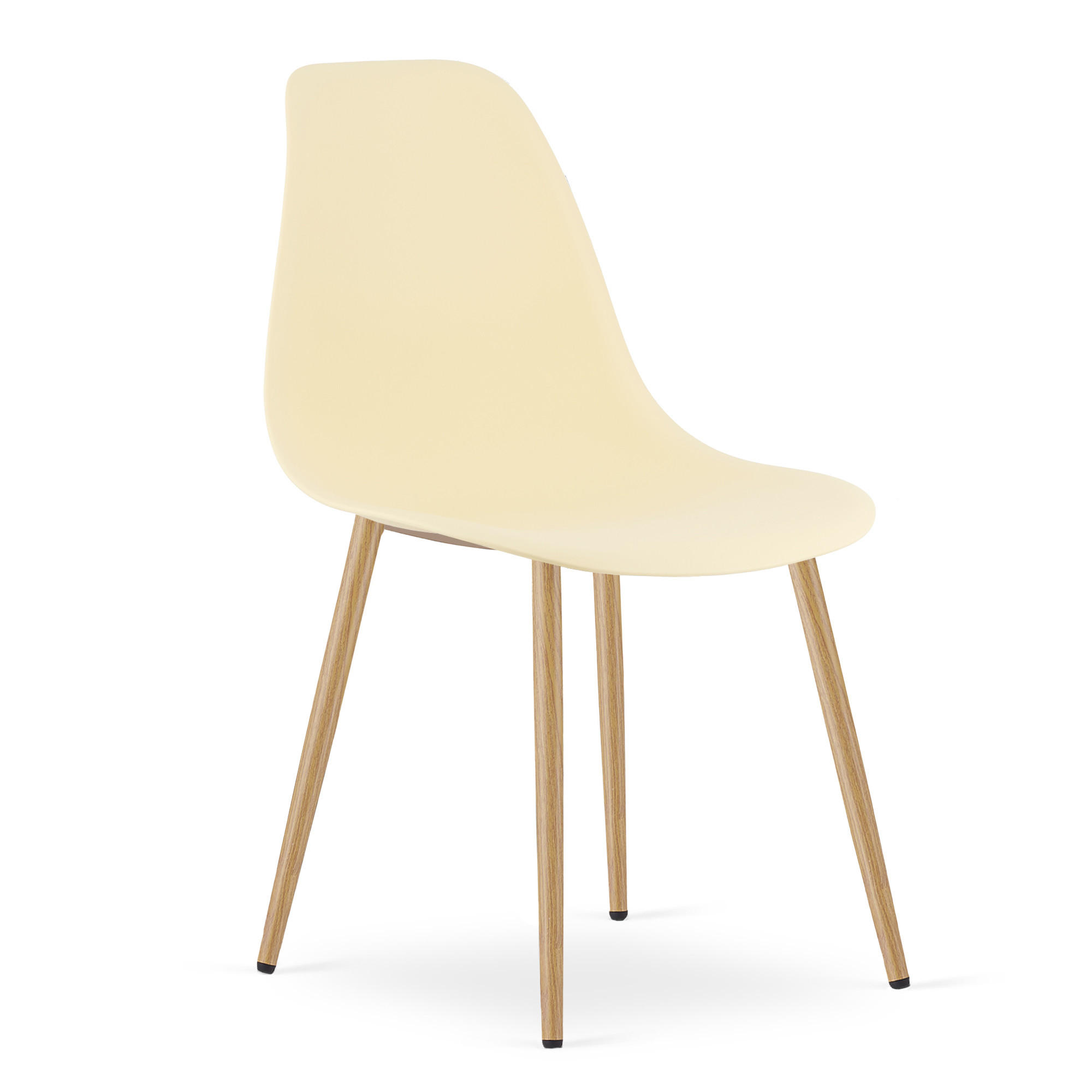 ESSZIMMERSTUHL KALEO cremefarbener Sitz, natürliche Beine - Creme/Naturfarben, Kunststoff (46/84/51cm) - Valora