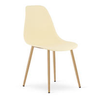 ESSZIMMERSTUHL KALEO cremefarbener Sitz, natürliche Beine - Creme/Naturfarben, Kunststoff (46/84/51cm) - Valora