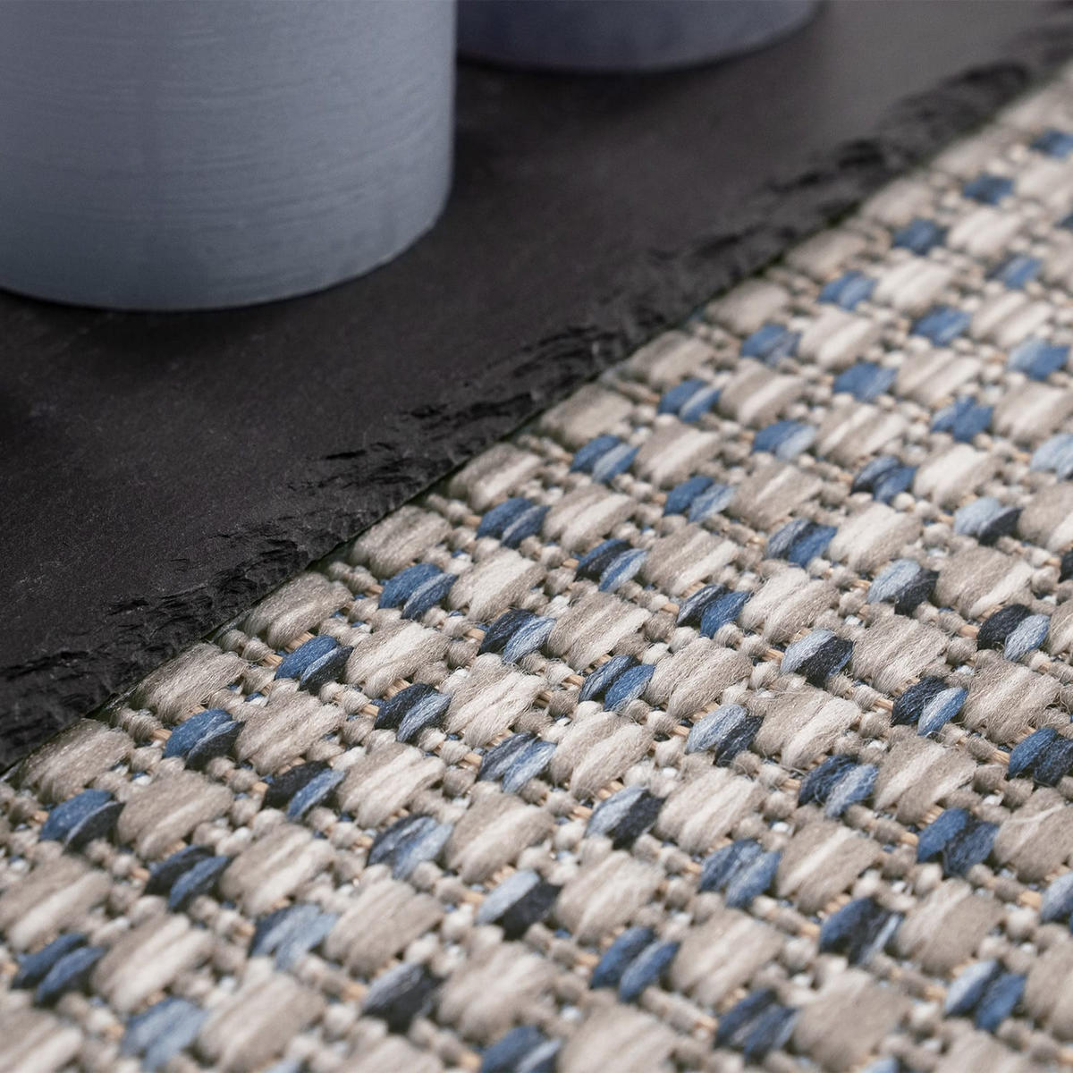 OUTDOOR Teppich Natur Balkon, Terrasse schmutzabweisend Blau Rechteckig 160x220 - Blau, Textil (160/220cm) - KADIMA DESIGN