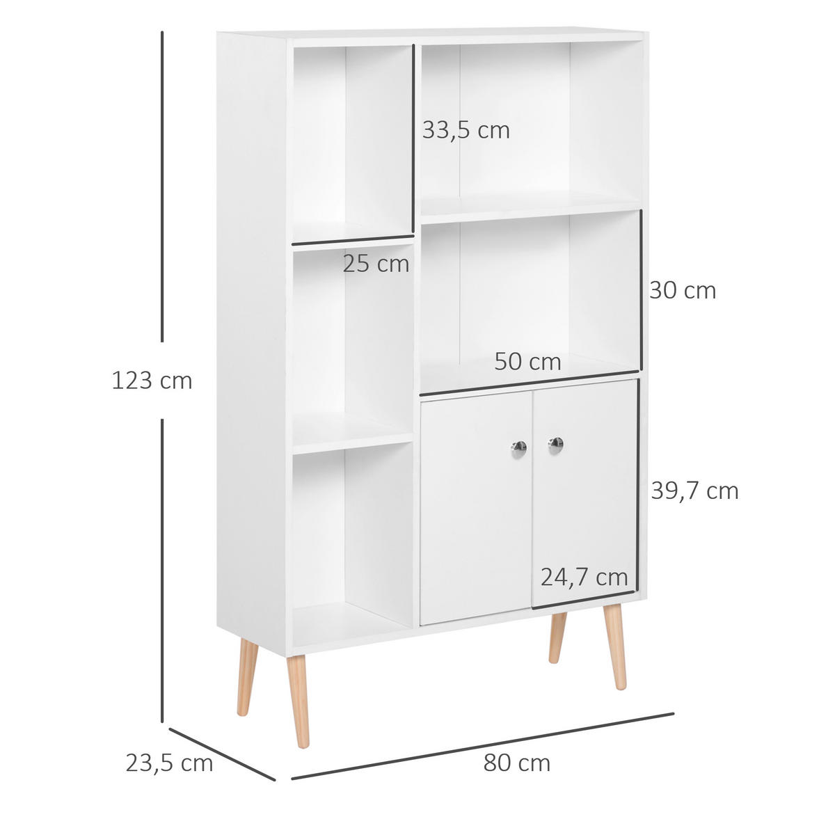 AKTENREGAL DE-14395 skandinavisch mit Schrankfach Weiß - Weiß, Holzwerkstoff (235/123/80cm) - ComfortXL