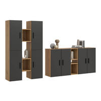 WOHNKOMBINATION THE ONE (B/H/T: ca. 270/182/34 cm) in Artisan Oak Nachbildung/Basalt grau - Eiche Artisan, Holzwerkstoff (270/182/34cm)