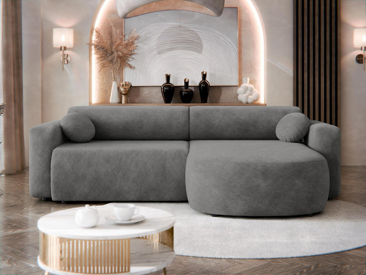ECKSOFA Nicelo - Schwarz/Grau, Holz/Textil (252/150cm) - MIRJAN24