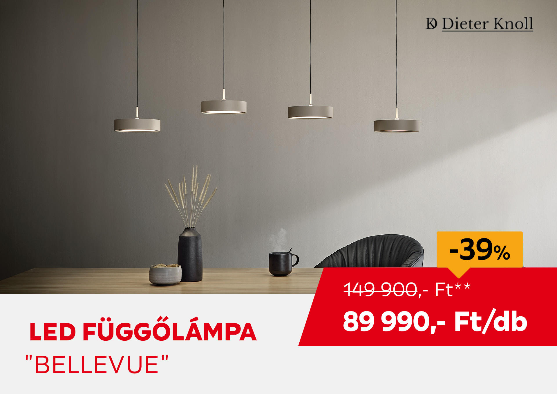 LED FÜGGŐLÁMPA "BELLEVUE" Kiemelt termék 149900 Ft.- helyett 89990 Ft.-