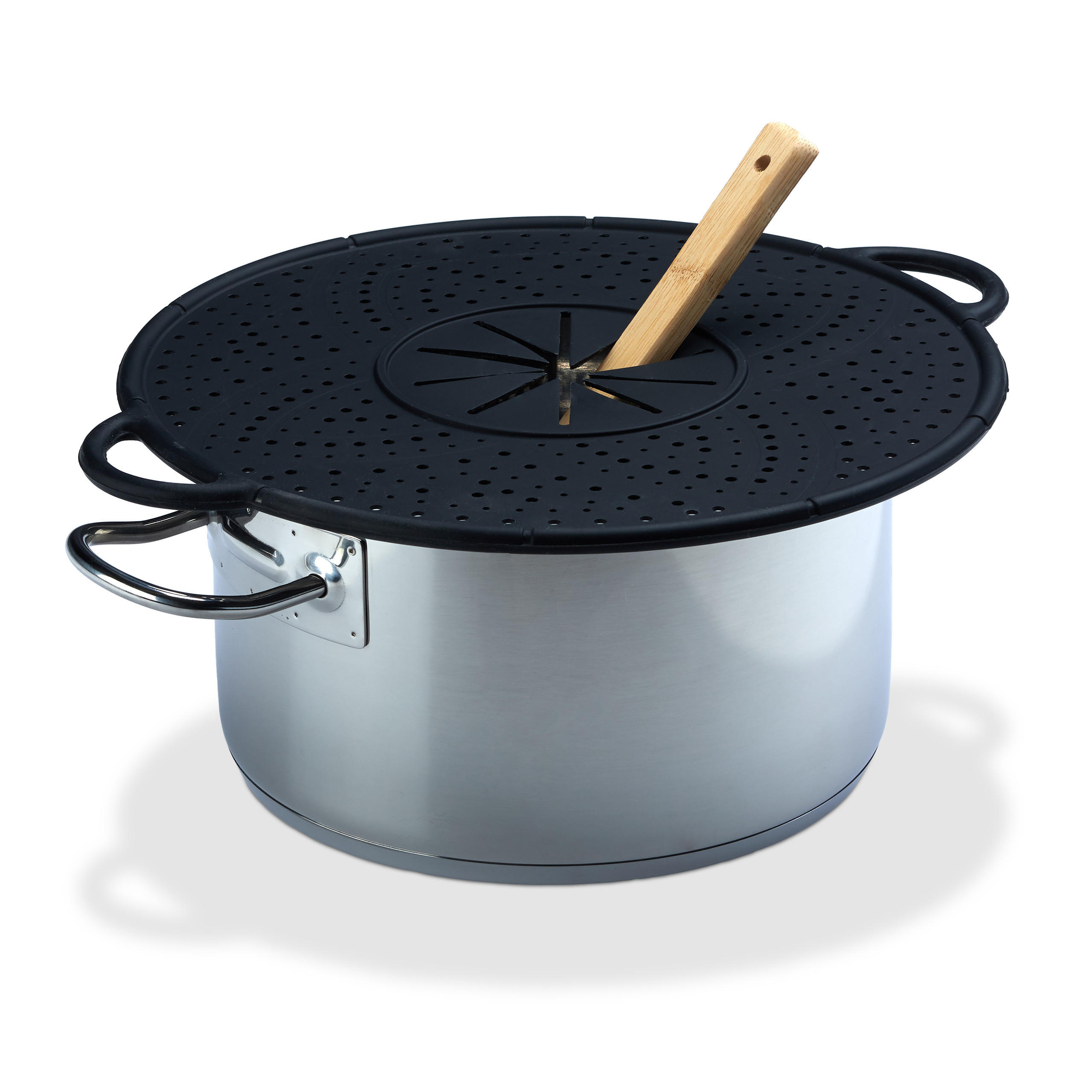 ÜBERKOCHSCHUTZ - Schwarz, Kunststoff/Metall (31/36.5/1cm) - Relaxdays