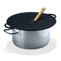 ÜBERKOCHSCHUTZ - Schwarz, Kunststoff/Metall (31/36.5/1cm) - Relaxdays