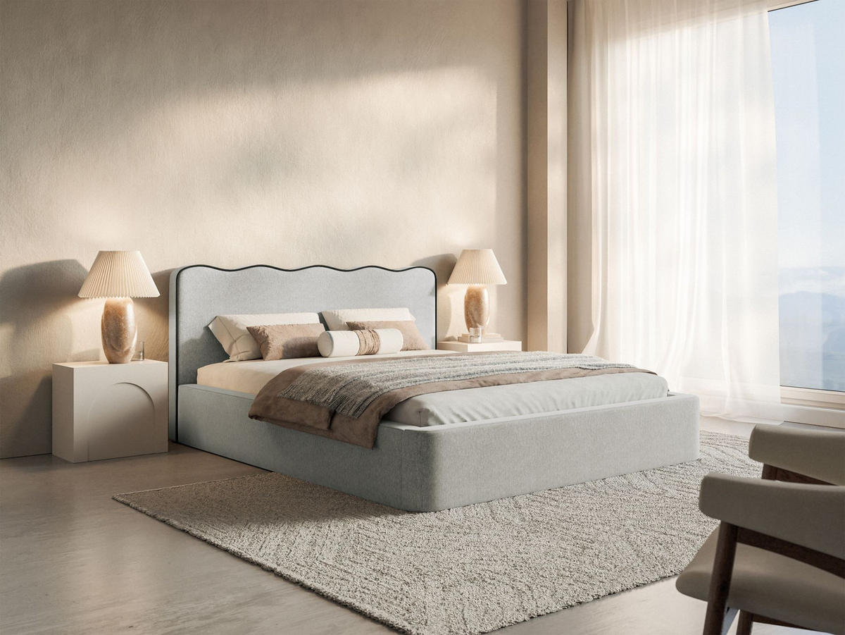 POLSTERBETT Duney Hellgrau Strukturstoff mit Bettkasten 140x200 cm - Hellgrau, Textil (140/200cm) - Selsey