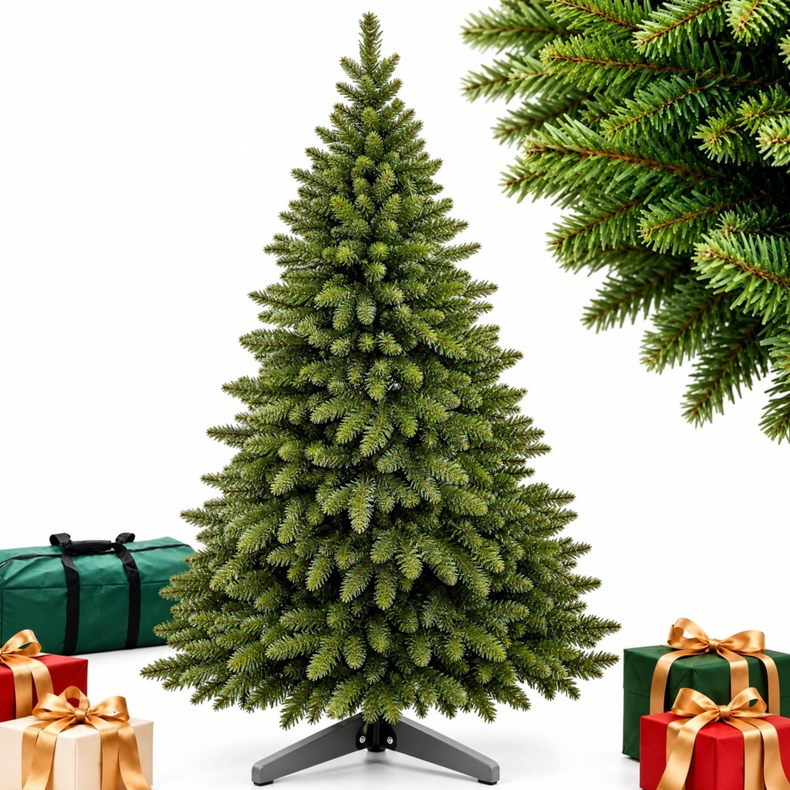 WEIHNACHTSBAUM Grün künstlich Nordmanntanne 150 cm ohne Beleuchtung - Dunkelgrün, Holz/Kunststoff (150cm) - Relaxdays