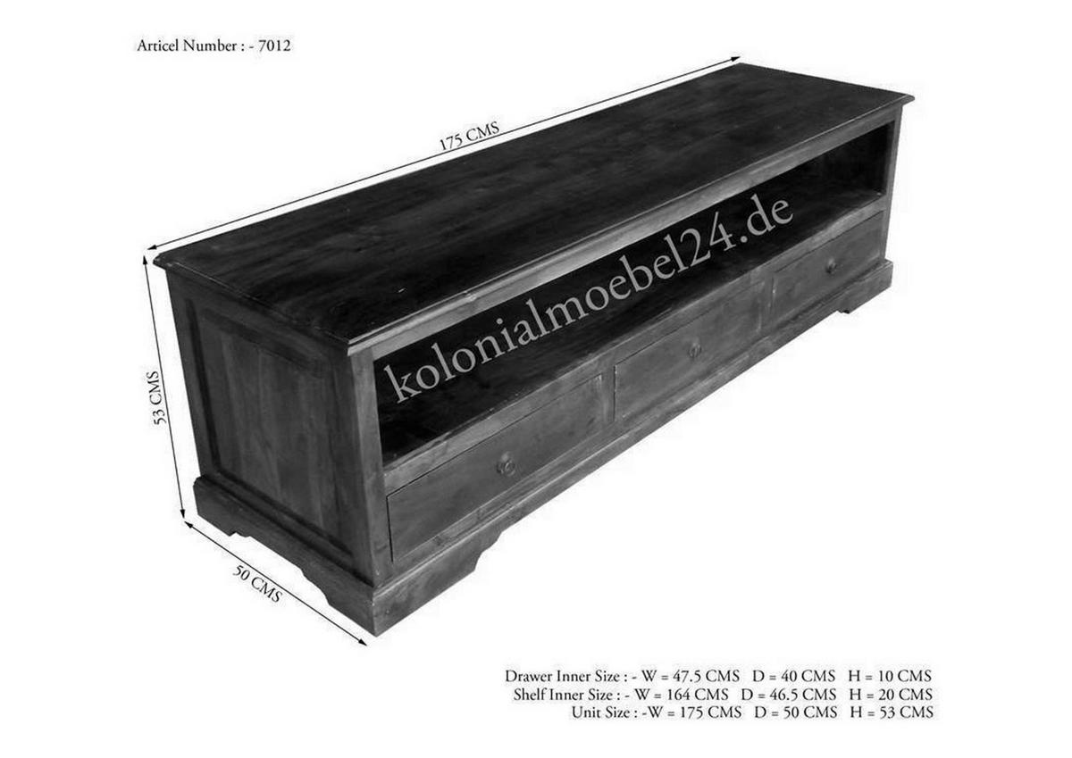 LOWBOARD Akazie 175x50x53 nougat lackiert OXFORD #439 - Dunkelbraun, Holz (175/53/50cm) - Massivmoebel24