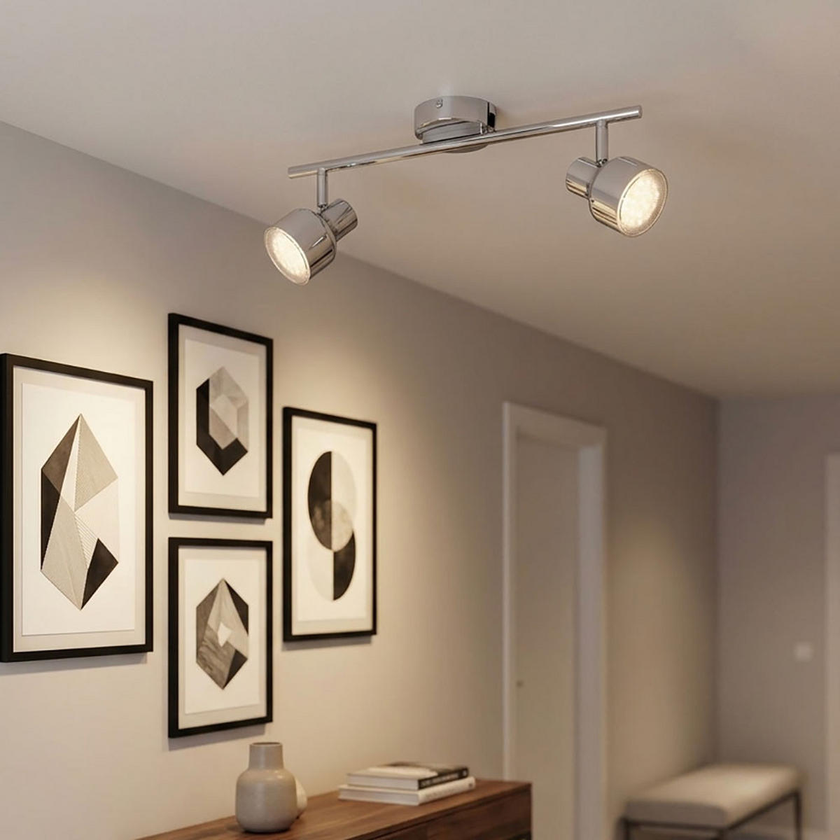 LED DECKENLEUCHTE Rois Silber Chrom - Silberfarben, Metall (38/8/1cm) - Globo Lighting