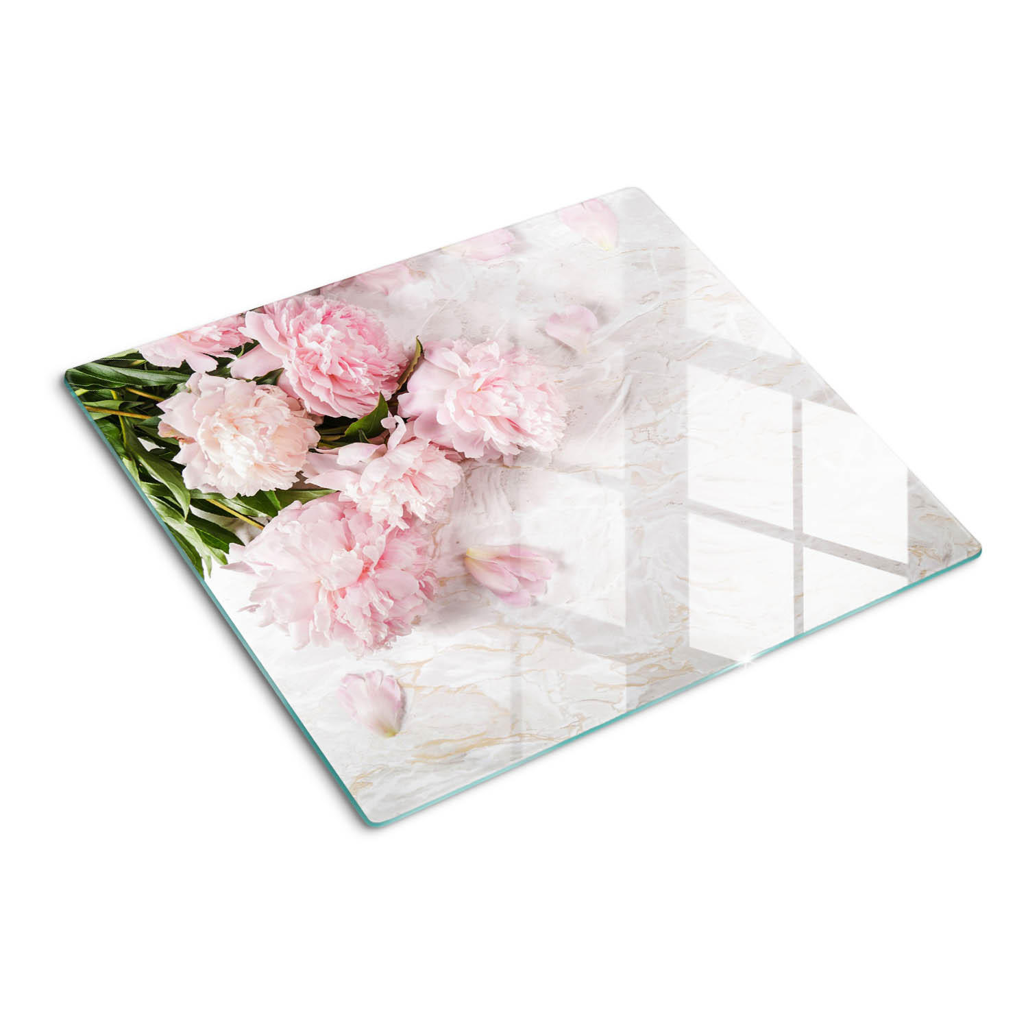 GLASPLATTE 60x52 cm Pfingstrosen - Pink, Glas (60/0.4/52cm) - TULUP