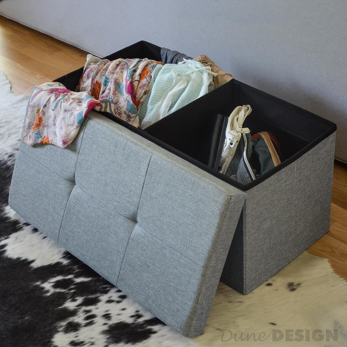 SITZBANK Faltbar, 76/38/38 cm, mit Trennwand, 80 Liter, Hellgrau - Grau, Textil (38/38/76cm) - Dunedesign