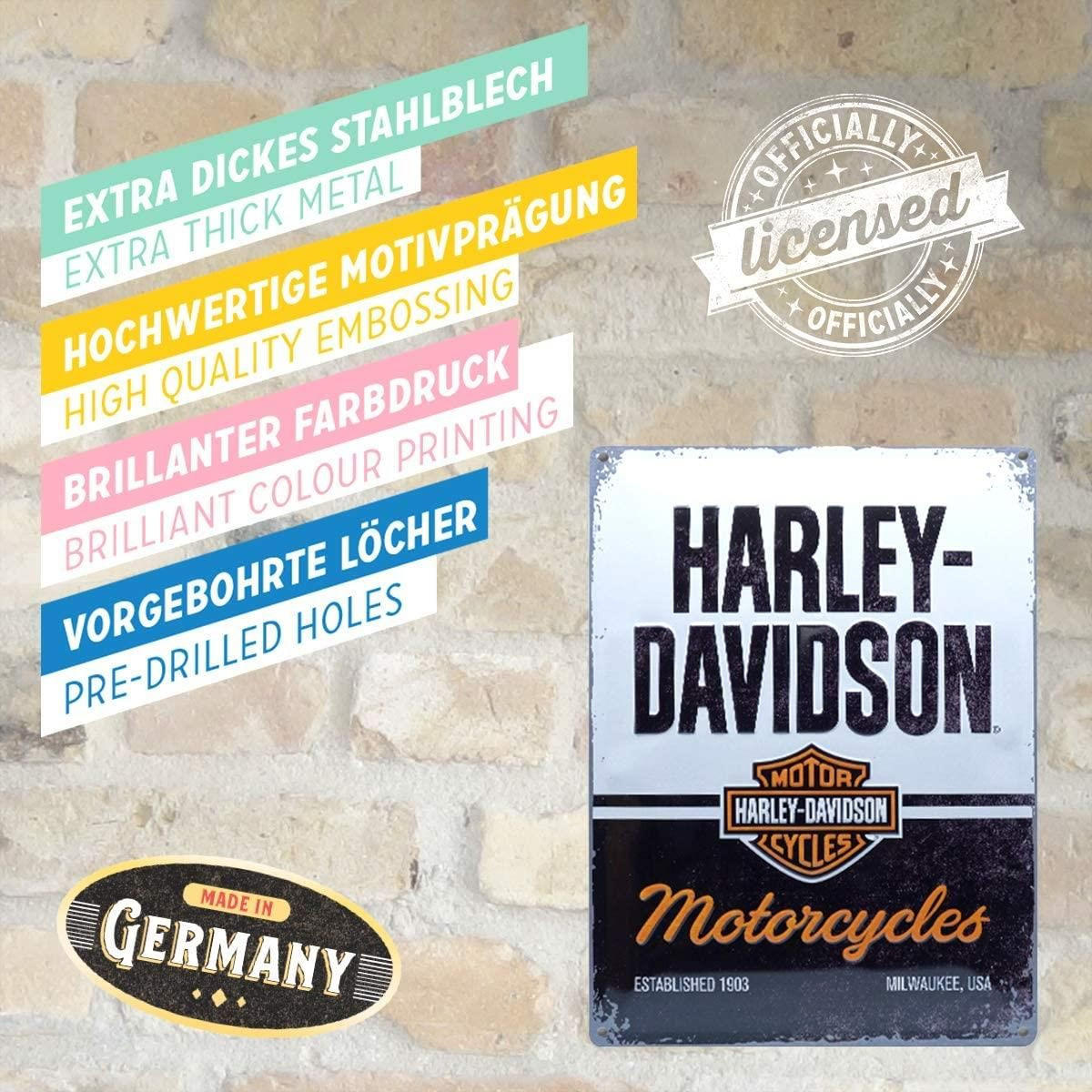 BLECHSCHILD 30/40 cm Harley-Davidson Motorcycles - Multicolor, Metall (30/40/0.2cm) - Nostalgic-Art