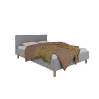 POLSTERBETT ALMORE 140x200cm Elegantes Polsterbett für modernen Wohnstil , Taschenfederkernmatratze LIORA(19cm), hellgrau-2 - Blaugrau, Holz (140/200cm) - Panda Möbel