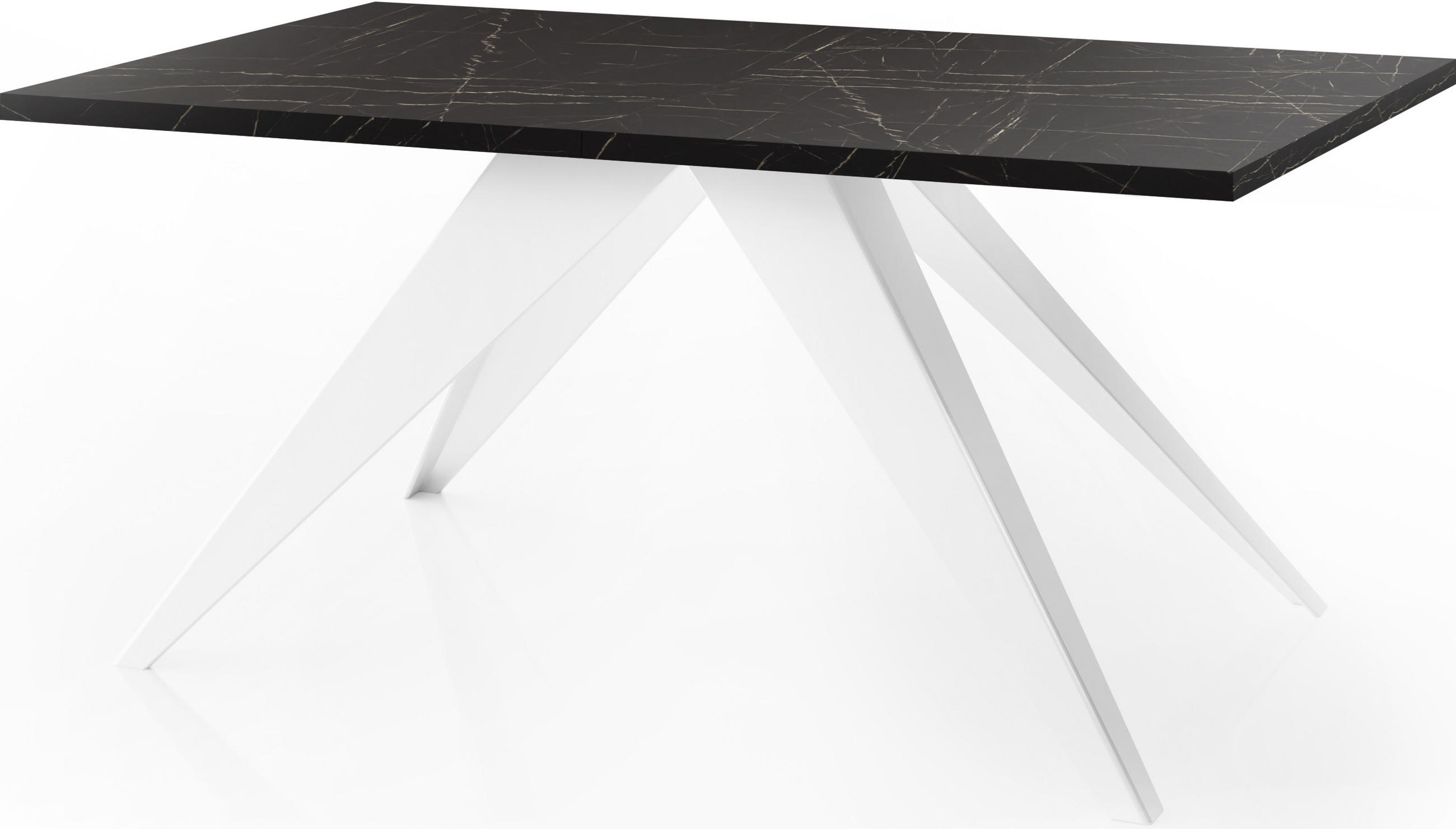 ESSTISCH Vance Weiß rechteckig ausziehbar, Marmor Schwarz 160-260/90/76 cm - Anthrazit/Weiß, Holzwerkstoff/Metall (160/90/76cm) - WFL GROUP