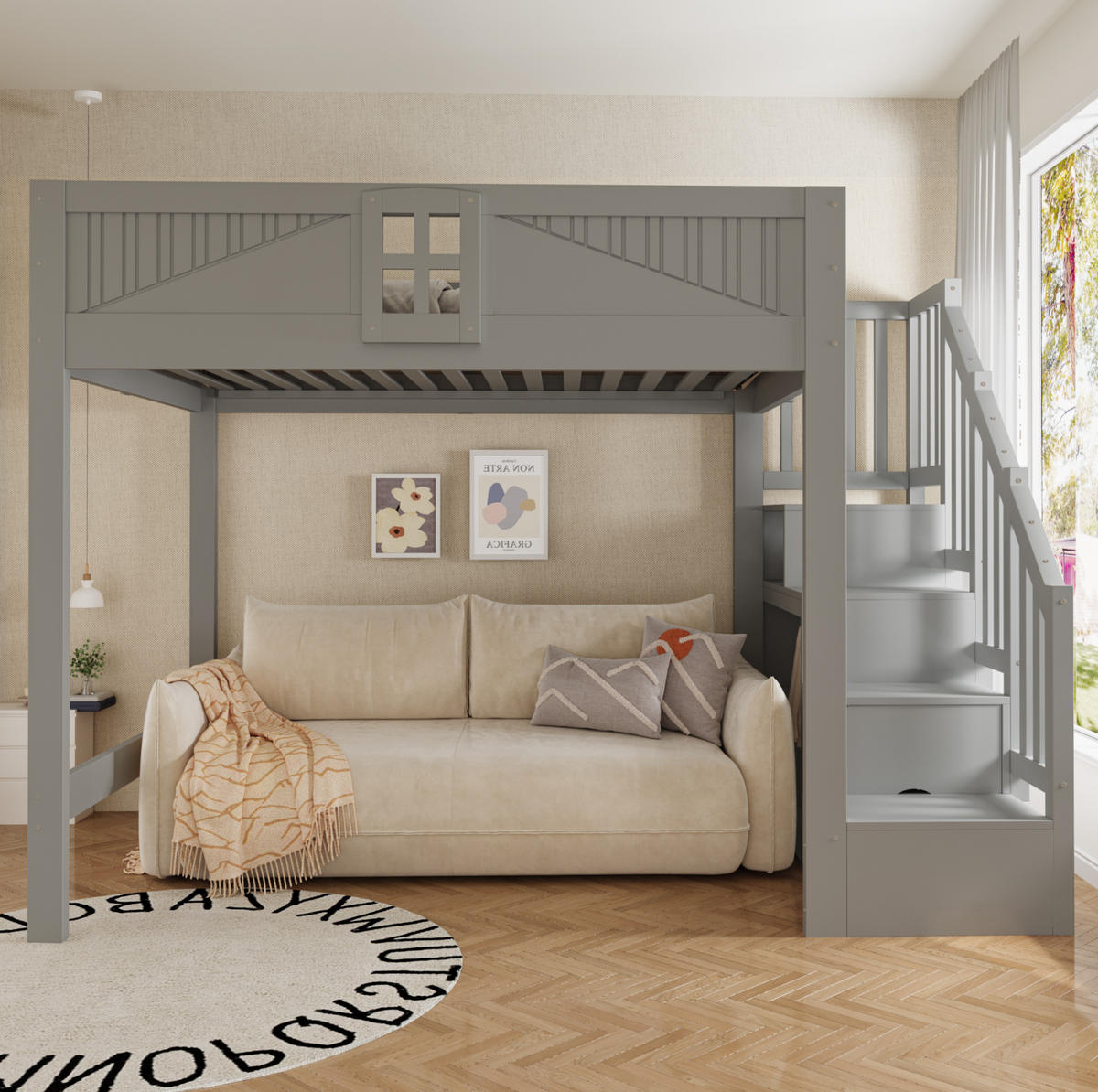 HOCHBETT 140/200 cm aus Holz mit Stauraum, Grau - Grau, Holz (140/200cm) - OKMYHOME