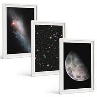 BILDER SET 3er Set - 40x60 cm Weißer Rahmen - Weltraum Galaxien Sterne Mond - Weiß, Kunststoff (40/60cm) - TULUP