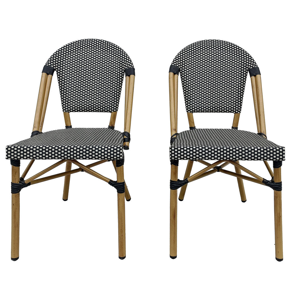 GARTENSITZGRUPPE - Textilene / Marmor - Schwarz / Weiß - 3-teilig - Schwarz/Weiß, Naturmaterialen/Textil - home24