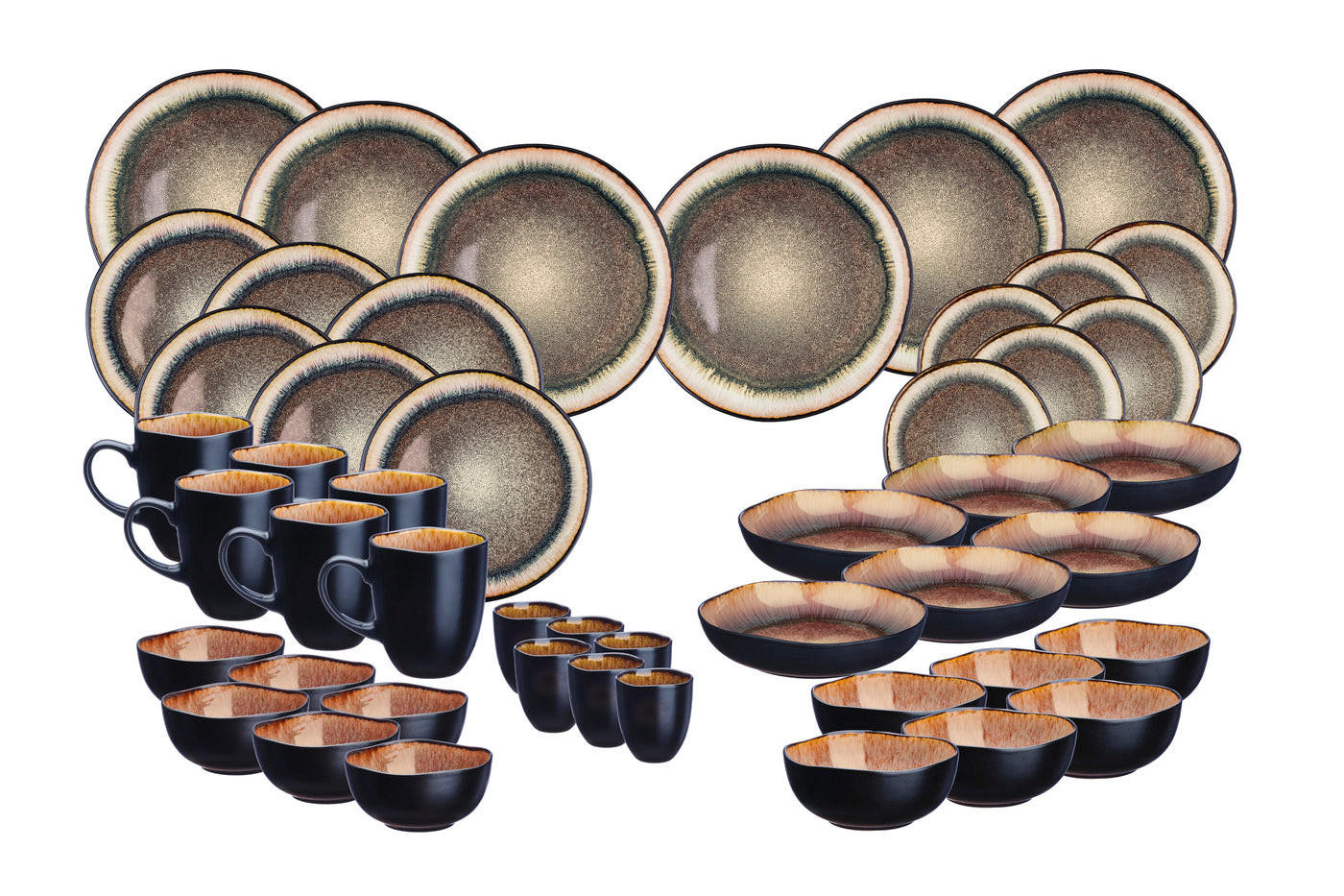 KOMPLETTSERVICE Iris - 48er-Set - Wildbraun - Braun, Keramik (1/1/1cm) - Björn