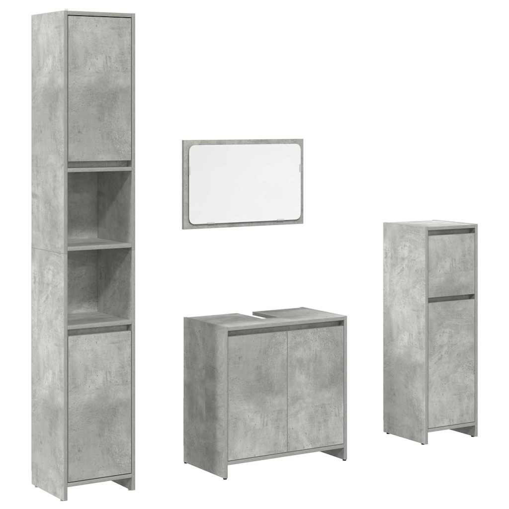 BADMÖBEL-SET 4-TLG. Betongrau Holzwerkstoff - Grau, Holzwerkstoff (30/183.5/90cm) - vidaXL